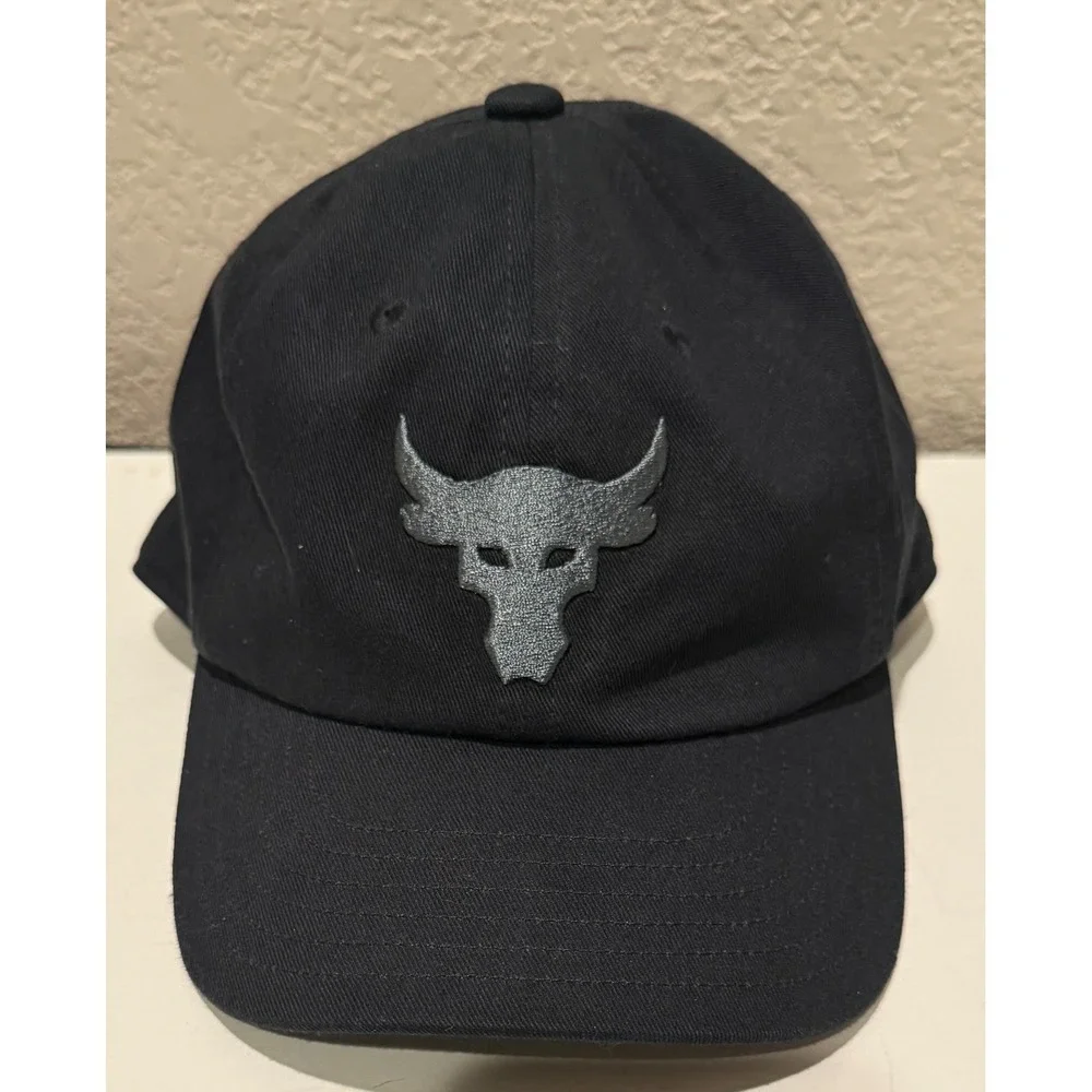 Youth Under Armour Hat Project Rock Brahma Bull Stretch Fitted Black Gray Casual